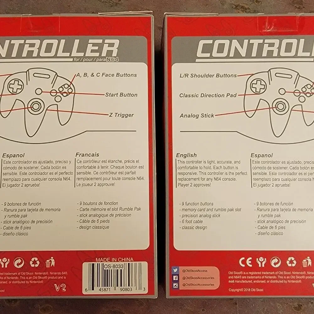 2 N64 Controllers - Fire Orange (NEW) - Nintendo - Funtastic - Nintendo64